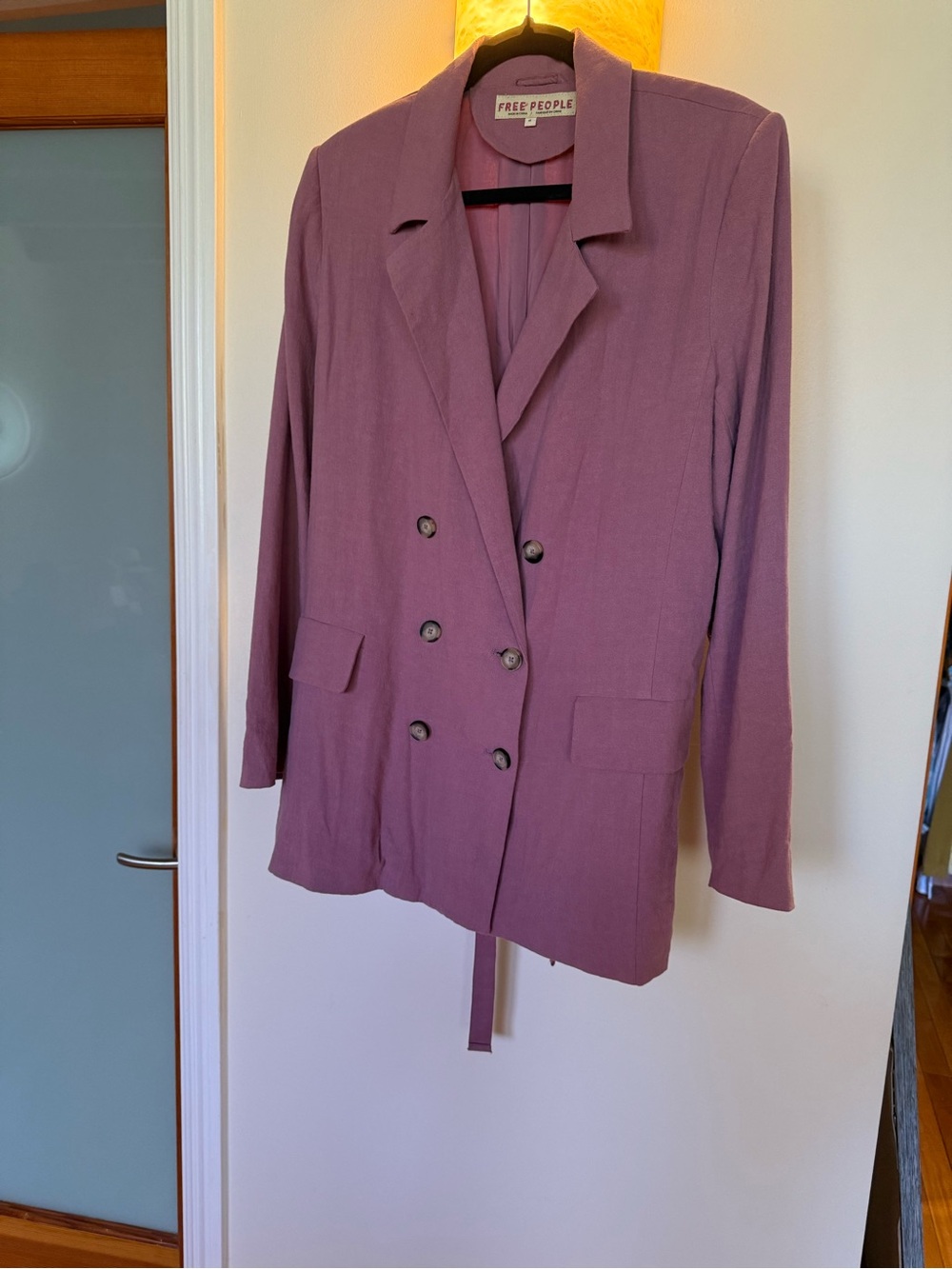 Free People Lavender Double-Breasted Blazer